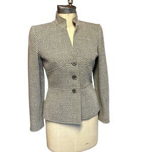 Wool Blazer Grey Vintage Size 2 Tahari Fitted